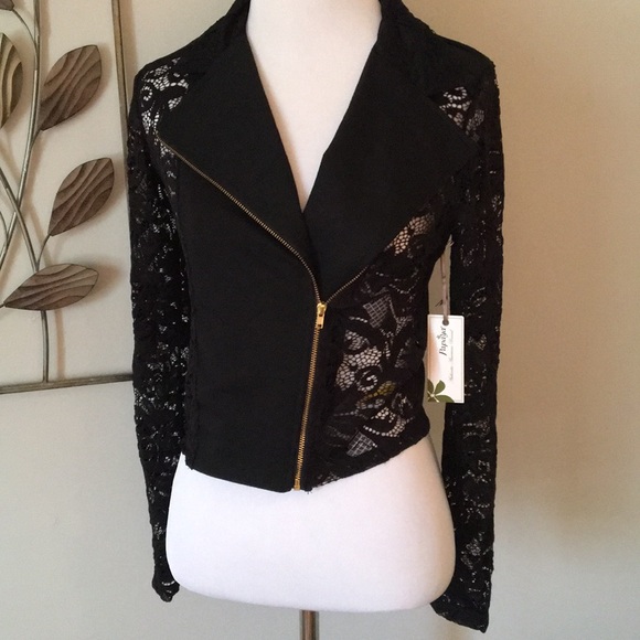 Papaya Asymmetrical Zip Cropped Jacket - Picture 1 of 3